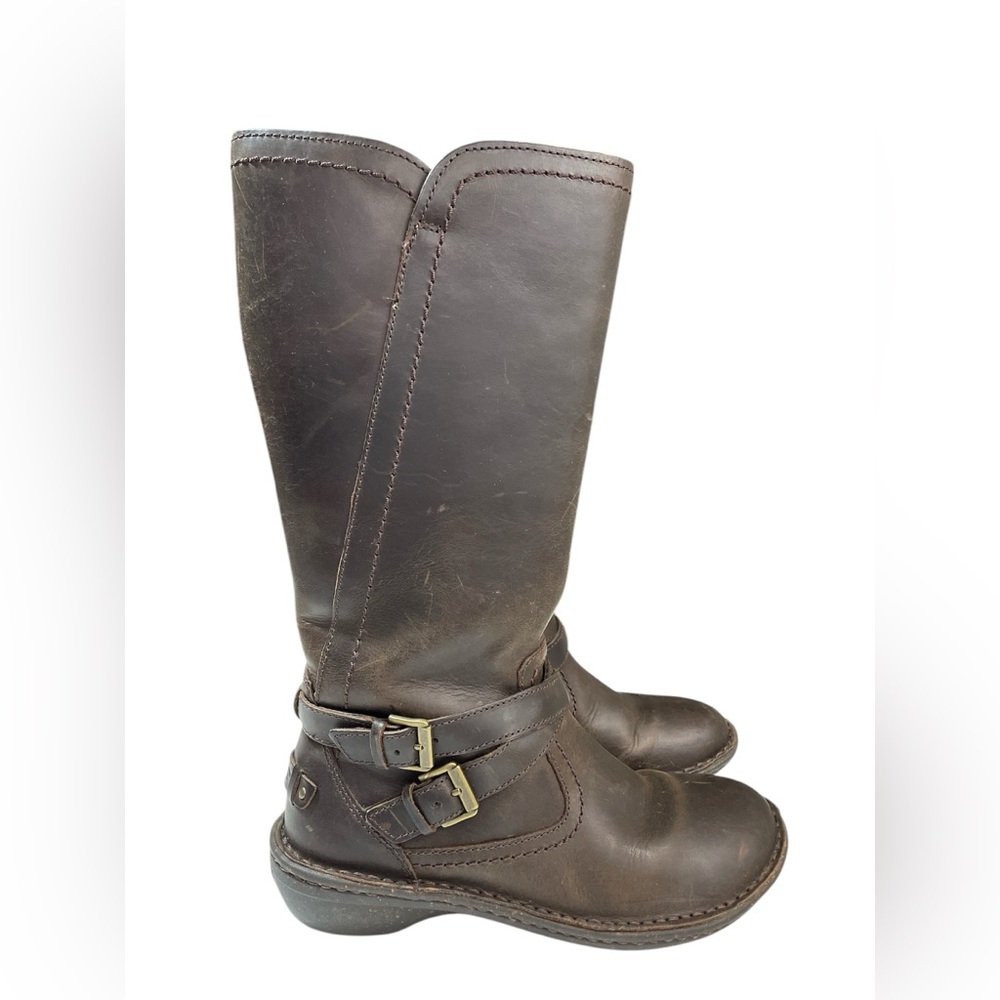 UGG Rosen Shearling Riding Boots - Brown Leather - Women’s Size 6
